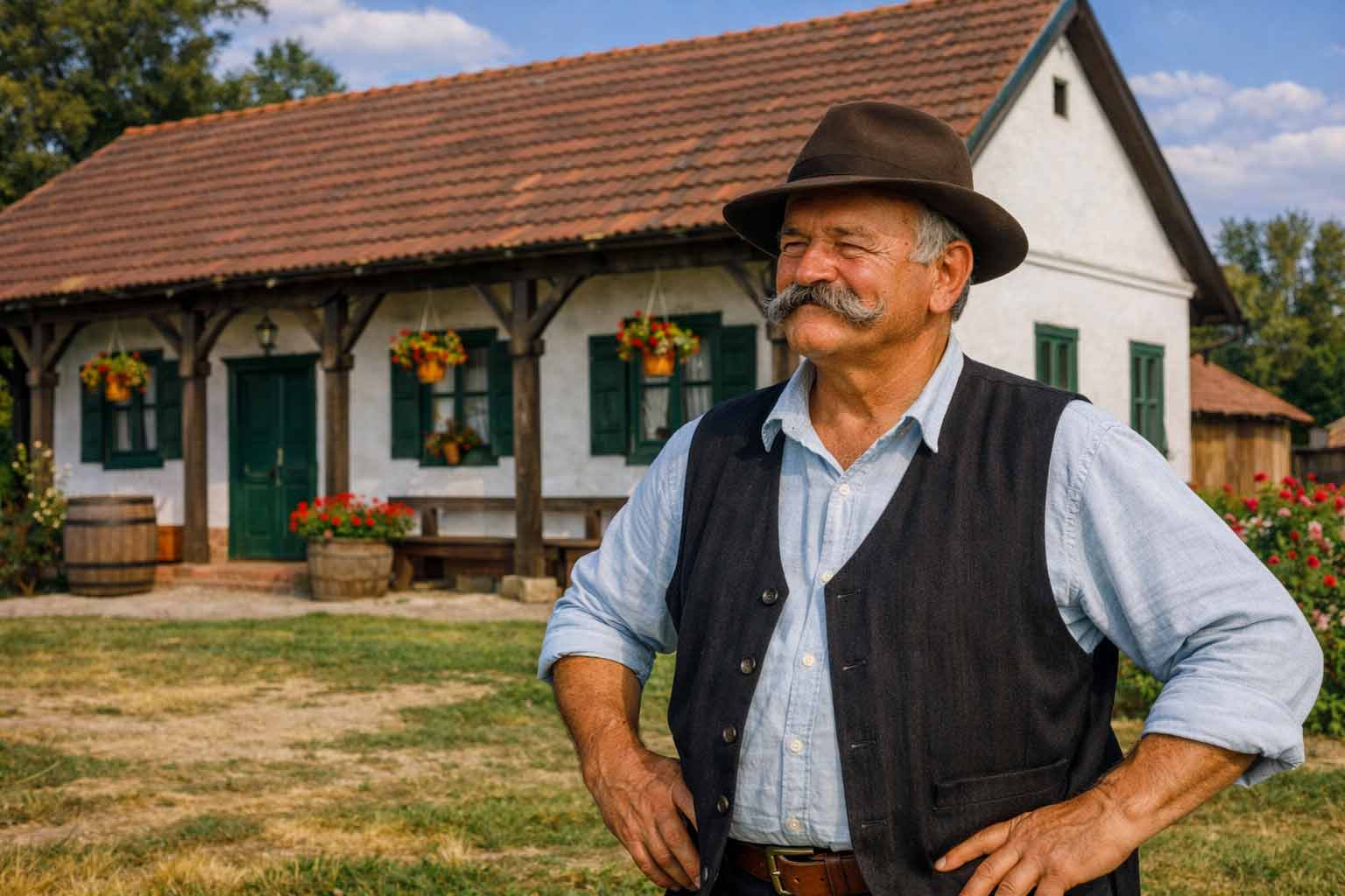 Stevan Balaž‑Brka ispred svoje kuće